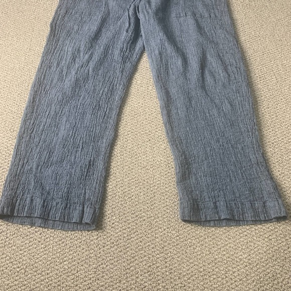 Pure Jill Womens Pants Size Large Blue Linen Cotton Blend Straight Leg Cropped - Picture 3 of 12